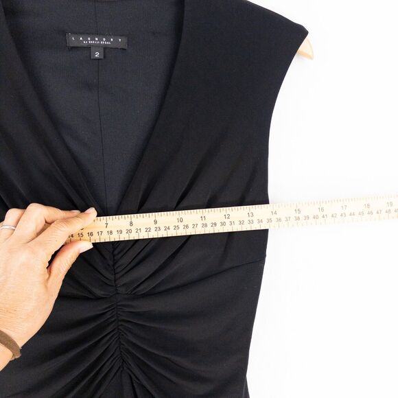 Laundry By Shelli Segal Dress Size 2 Black Vintage V Neck Side Zipper - Picture 5 of 15